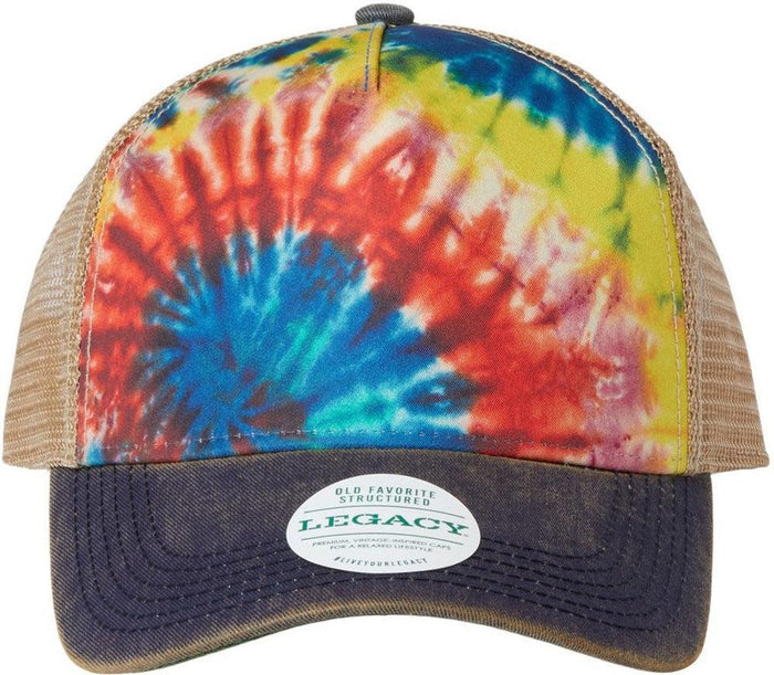 Rainbow Tie Dye/Navy/Khaki / OSFA