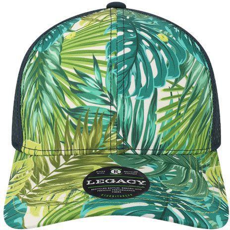 Tropical Blue Leaves/Navy / OSFA