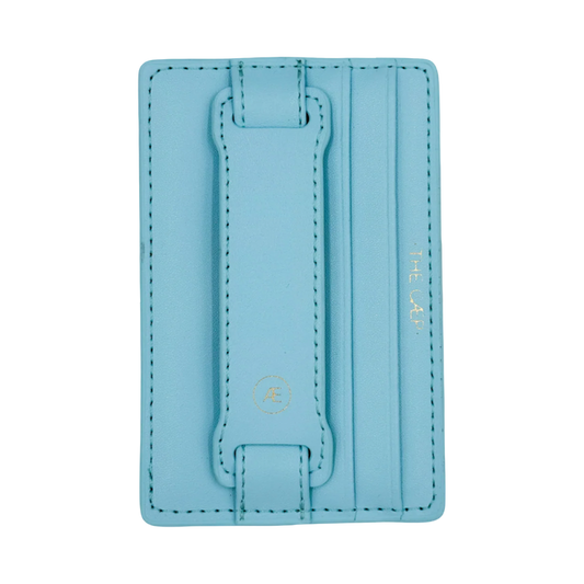 Light blue cardholder with 'THE LEX' branding on a white background