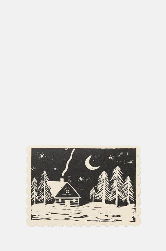 Katie Leamon Lino Cut Santas Workshop Card.