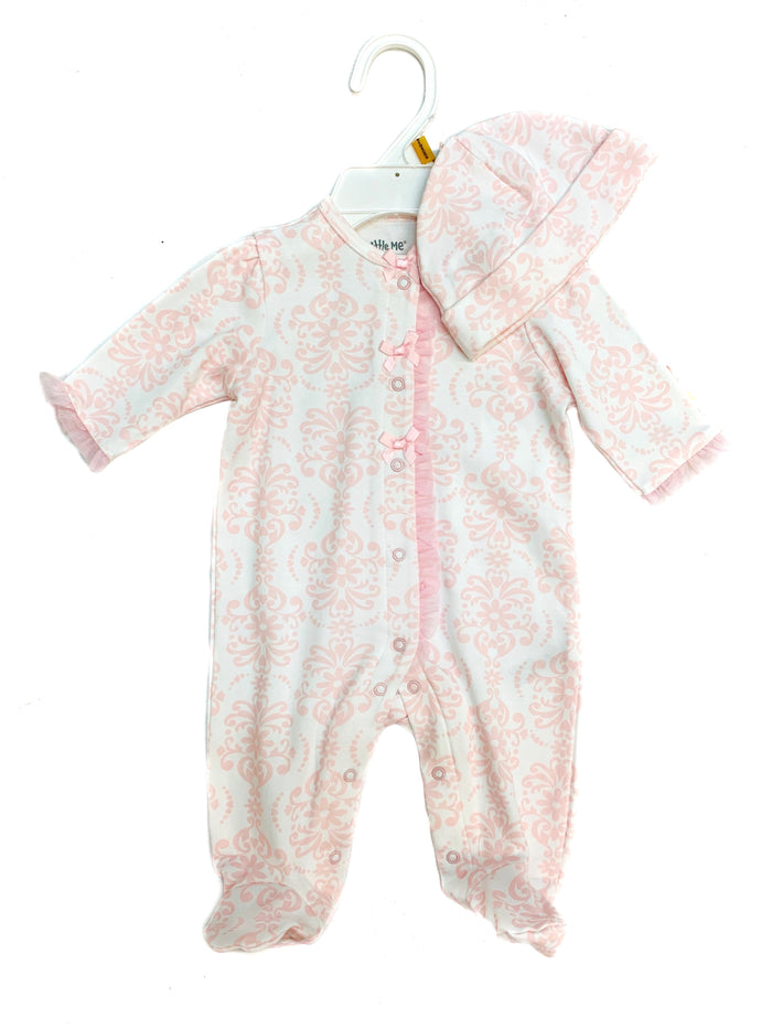 Little Me Damask Scroll Footie/Hat