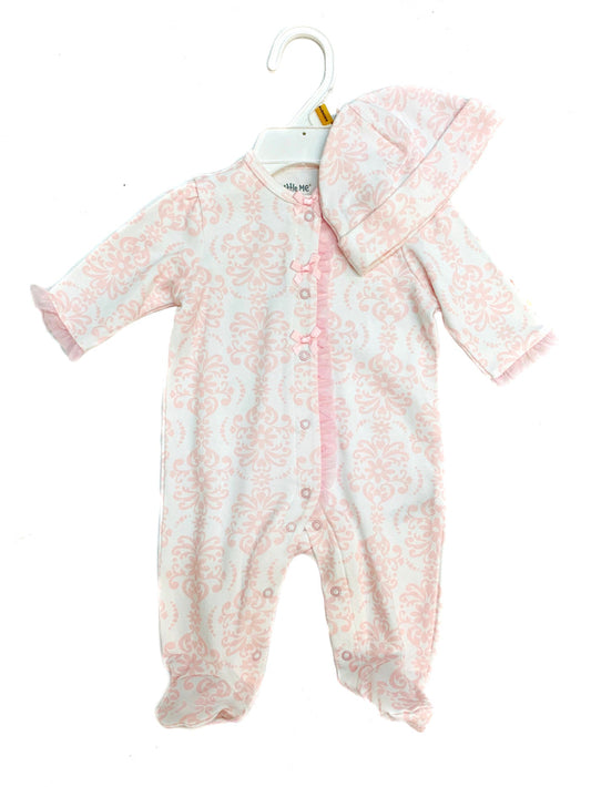 Little Me Damask Scroll Footie/Hat