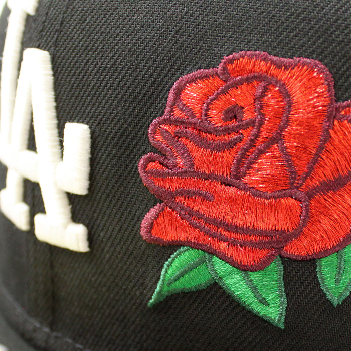 Los Angeles Dodgers 100 Anniversary New Era 59Fifty Fitted Hat (Glow in the Dark Rose Black Green Under Brim)