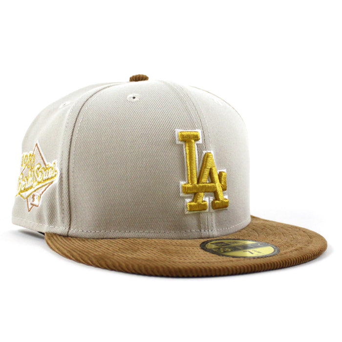 Los Angeles Dodgers 2022 5950 CORD VISOR New Era Fitted Hat (Corduroy Green Under Brim)