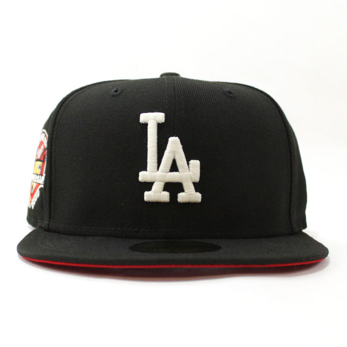 Los Angeles Dodgers 50th Anniversary New Era 59Fifty Fitted Hat (GITD Black Red Under Brim)