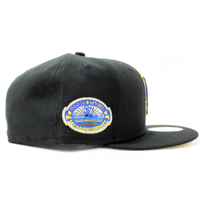 Los Angeles Dodgers 50th Anniversary New Era 59Fifty Fitted Hat (LA RAM Color Black Soft Yellow Under Brim)