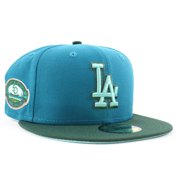 Los Angeles Dodgers 50th Anniversary New Era 59Fifty Fitted Hat (Teal Olive Mint Under Brim)