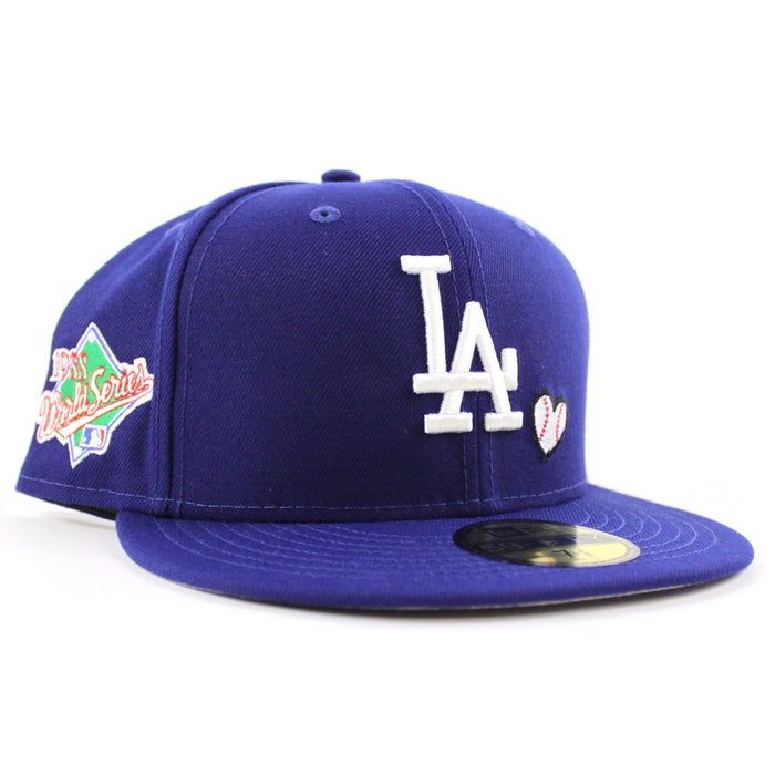 Los Angeles Dodgers TEAM HEART 1988 World Series New Era 59Fifty Fitted Hat (Team Color Gray Under Brim)