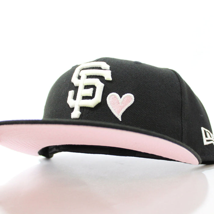 Love San Francisco Giants New Era 59Fifty Fitted Hat (Glow in the Dark Black Pink Under Brim)