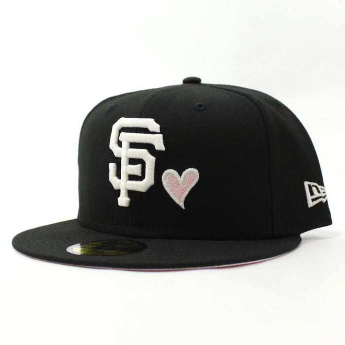 Love San Francisco Giants New Era 59Fifty Fitted Hat (Glow in the Dark Black Pink Under Brim)
