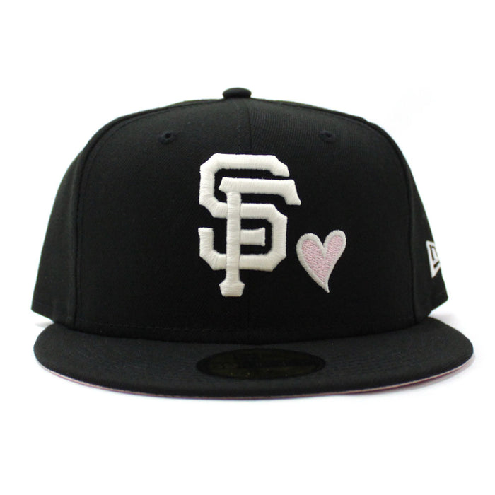 Love San Francisco Giants New Era 59Fifty Fitted Hat (Glow in the Dark Black Pink Under Brim)