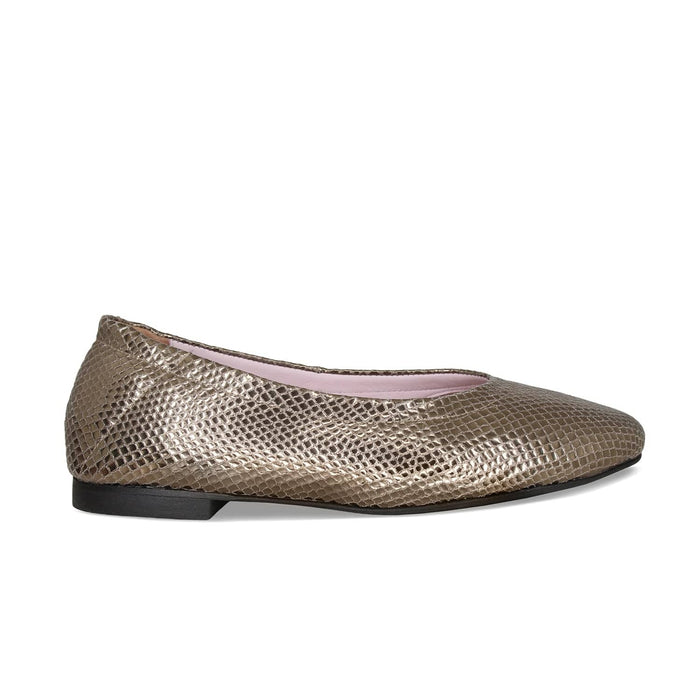 Luna: Bronze Snake Print Leather Shoes Sole Bliss