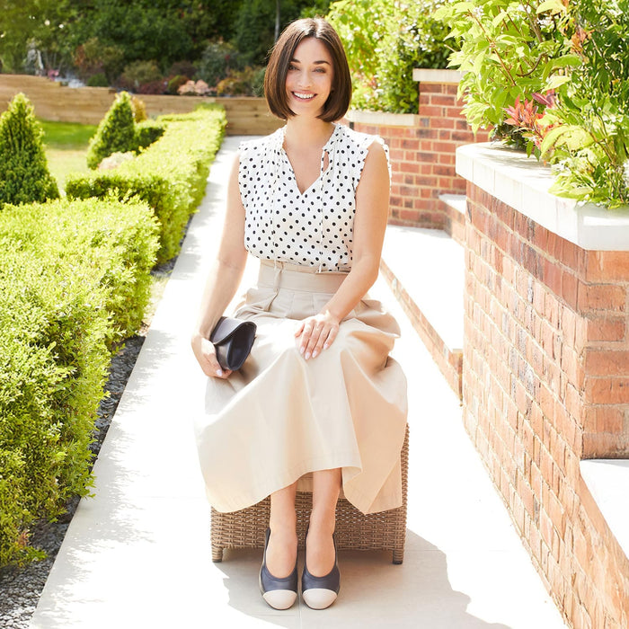 Shoes Luna: Navy & Cream Leather Sole Bliss USA