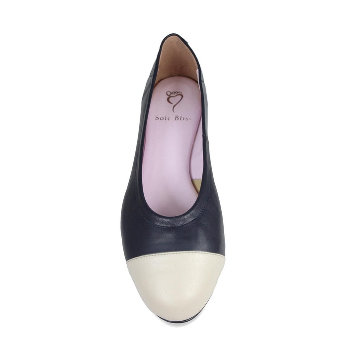 Luna: Navy & Cream Leather Shoes Sole Bliss