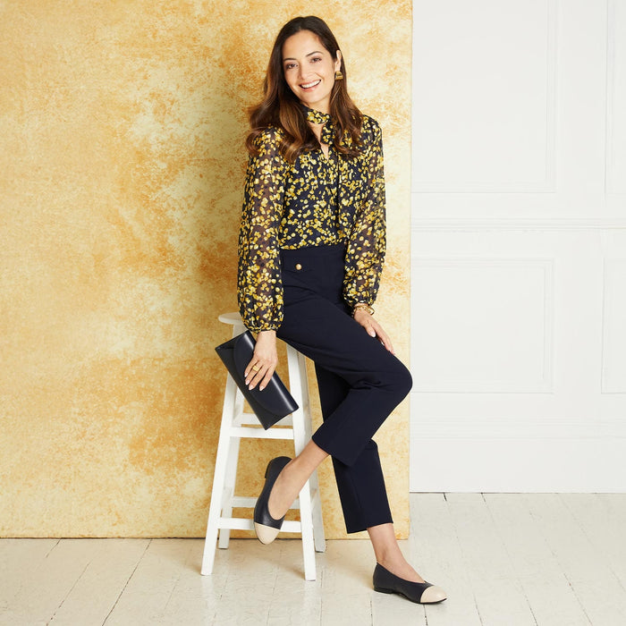 Luna: Navy & Cream Leather Shoes Sole Bliss
