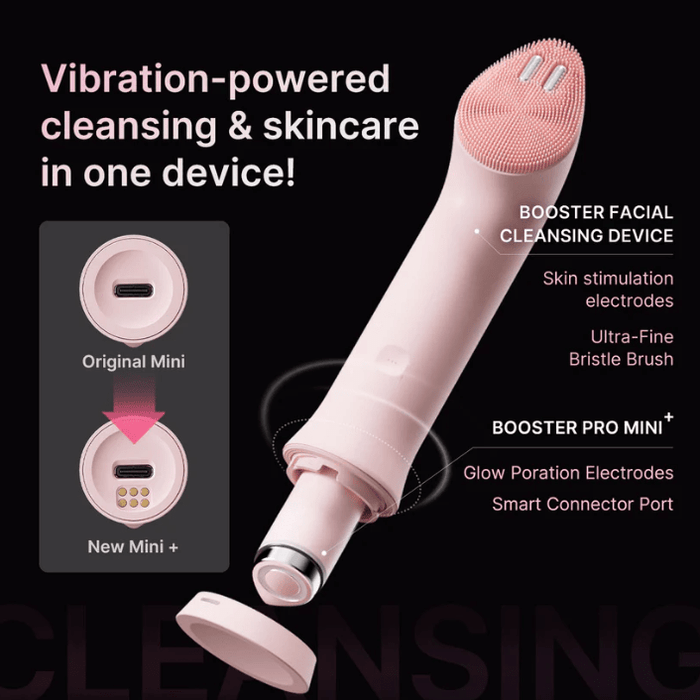 Medicube AGE - R Booster Cleanser Device Pink (Mini Plus + Cleansing Head) جهاز تنظيف البشرة معزز AGE - R من ميديكوب باللون الوردي (ميني بلس + رأس التنظيف) - Princess Cosmetics Qatar
