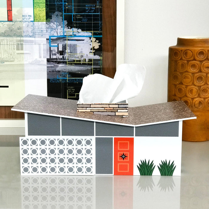 Midcentury Butterfly House Tissue Box Cover - Destination PSP