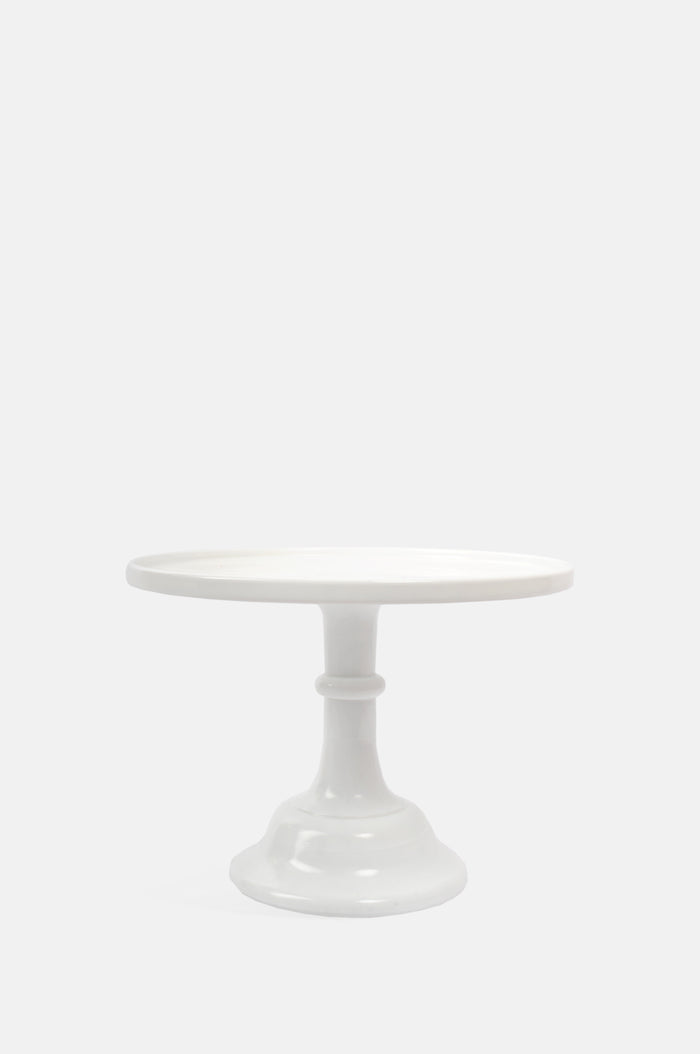 Mosser Glass moulded 10 inch milk white footed cake plate.