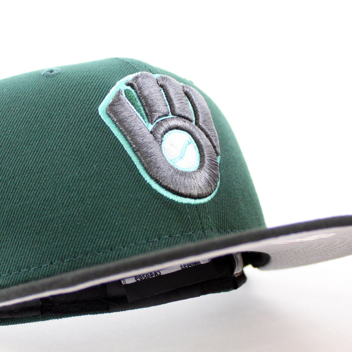 Milwaukee Brewers 1982 World Series New Era 59Fifty Fitted Hat (GITD Dark Green Black Gray Under Brim)