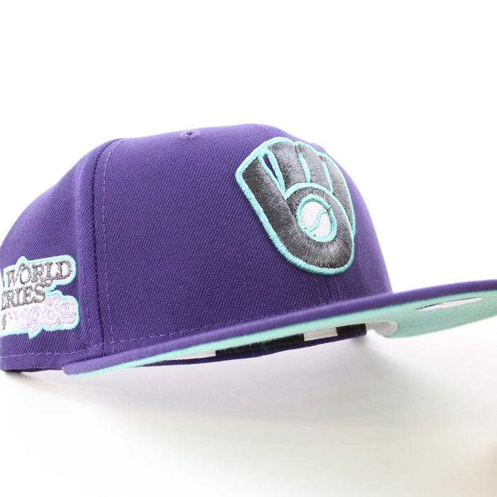 Milwaukee Brewers 1982 World Series New Era 59Fifty Fitted Hat (GITD Purple Mint Under Brim)