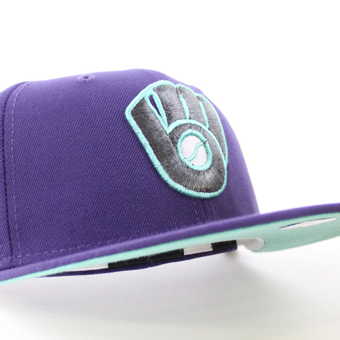 Milwaukee Brewers 1982 World Series New Era 59Fifty Fitted Hat (GITD Purple Mint Under Brim)