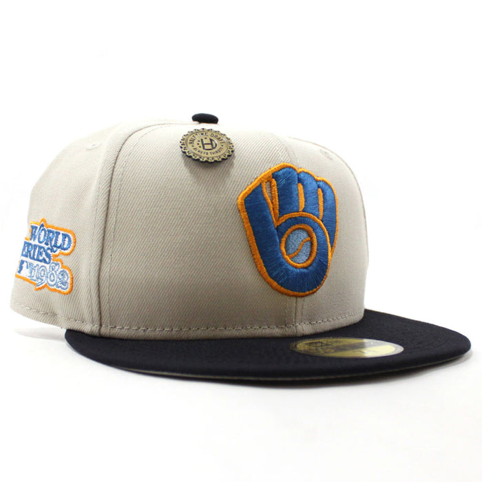 Milwaukee Brewers 1982 World Series New Era 59Fifty Fitted Hat (Halftime Cheer Pack Stone Navy 3M Under Brim)