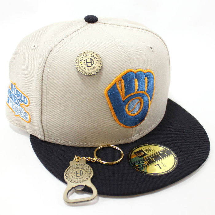Milwaukee Brewers 1982 World Series New Era 59Fifty Fitted Hat (Halftime Cheer Pack Stone Navy 3M Under Brim)