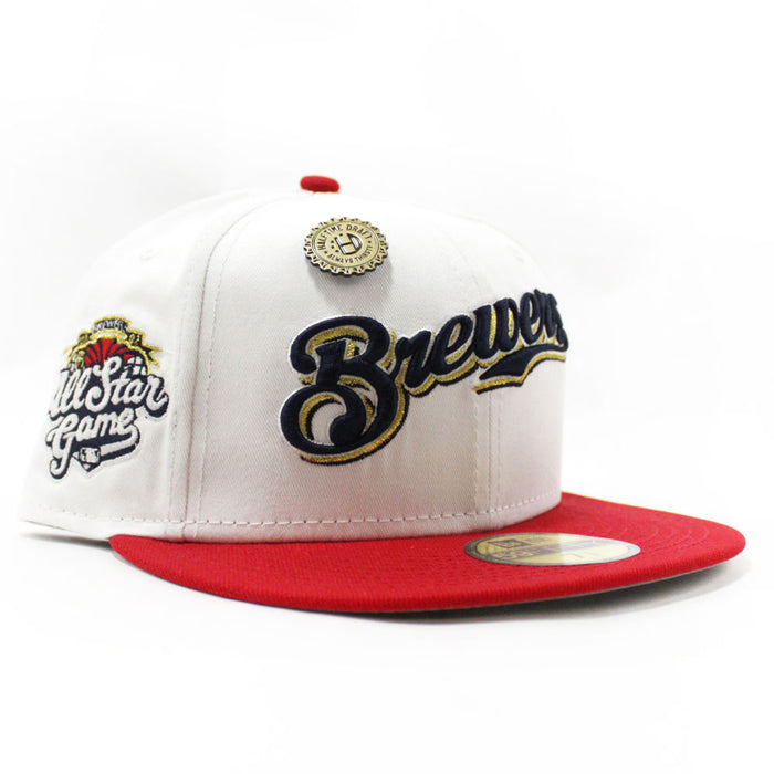 Milwaukee Brewers 2002 All-Star Game New Era 59Fifty Fitted Hat (Halftime Cheer Pack White Red 3M Under Brim)