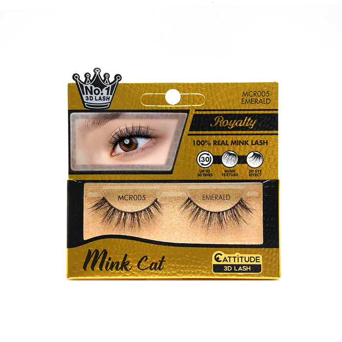 EBIN Mink Cat Royalty Emerald false eyelashes package one hundred percent real mink 3D mink lashes for dramatic look