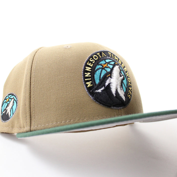 Minnesota Timberwolves NBA New Era 59Fifty Fitted Hat (Khaki Green Gray Under Brim)