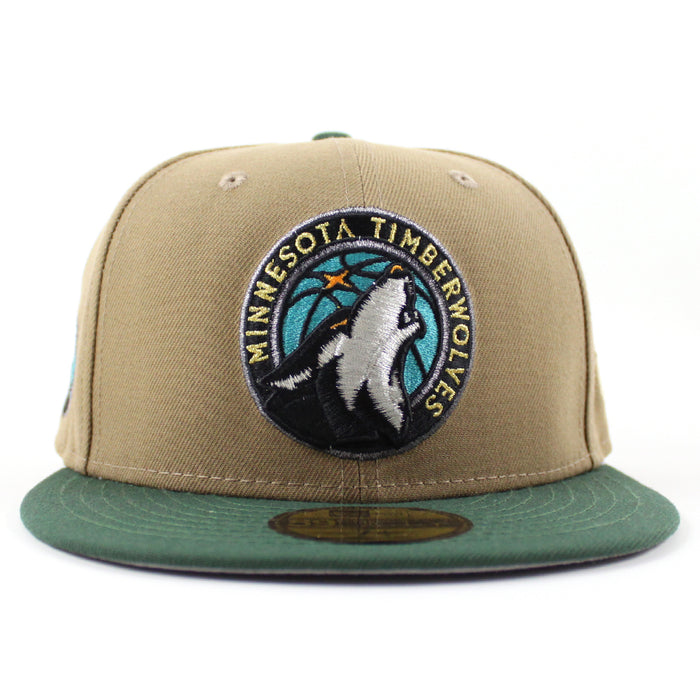 Minnesota Timberwolves NBA New Era 59Fifty Fitted Hat (Khaki Green Gray Under Brim)