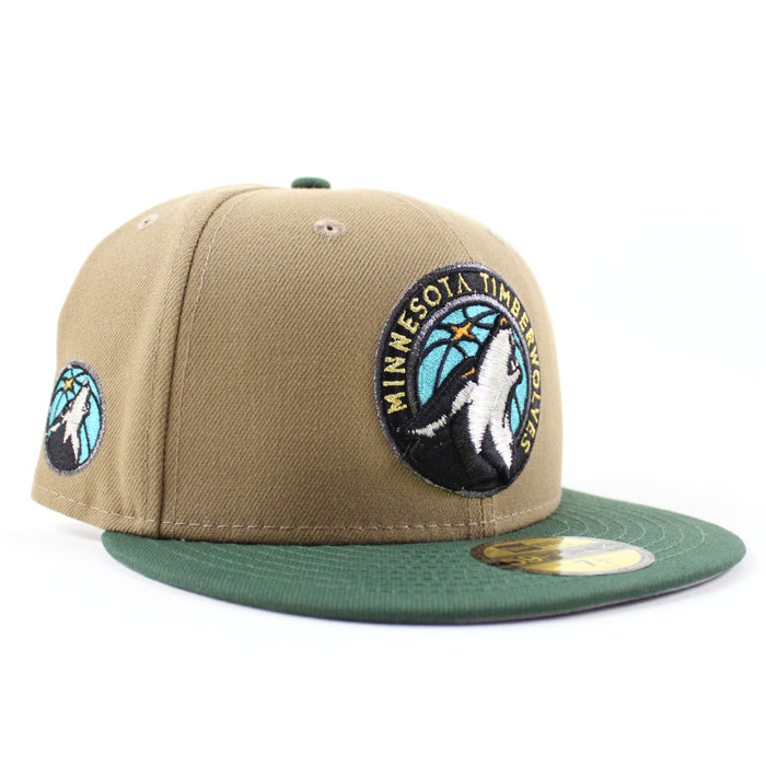 Minnesota Timberwolves NBA New Era 59Fifty Fitted Hat (Khaki Green Gray Under Brim)