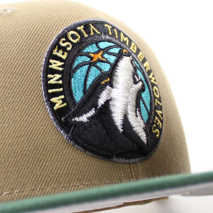 Minnesota Timberwolves NBA New Era 59Fifty Fitted Hat (Khaki Green Gray Under Brim)