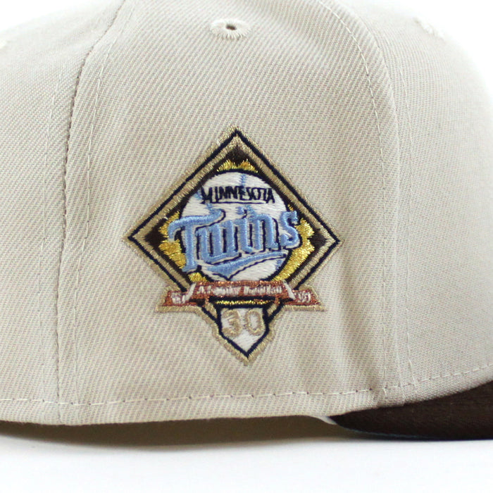 Minnesota Twins 30TH Anniversary New Era 59Fifty Fitted Hat (GITD Stone Gray Burnt-Wood Sky Blue Under Brim)
