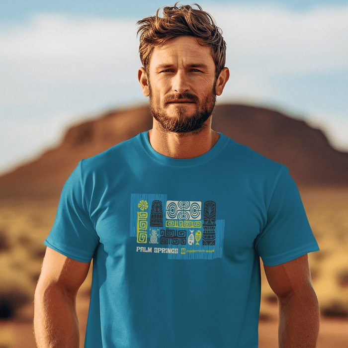 Modernism Week Tiki Unisex Tshirt (Electric Blue) - Destination PSP