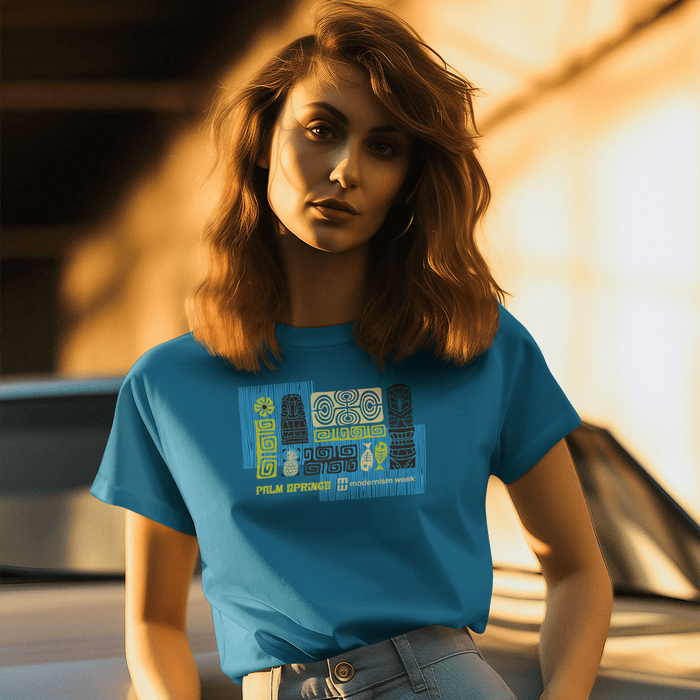 Modernism Week Tiki Unisex Tshirt (Electric Blue) - Destination PSP