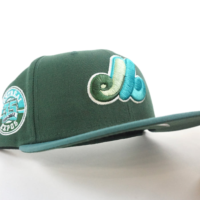 Montreal Expos 35th Anniversary New Era Fitted 59Fifty Hat (Pine Green Teal Needle Green Under Brim)