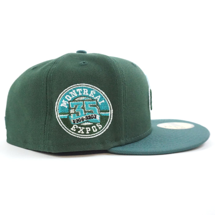 Montreal Expos 35th Anniversary New Era Fitted 59Fifty Hat (Pine Green Teal Needle Green Under Brim)