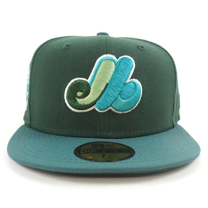 Montreal Expos 35th Anniversary New Era Fitted 59Fifty Hat (Pine Green Teal Needle Green Under Brim)