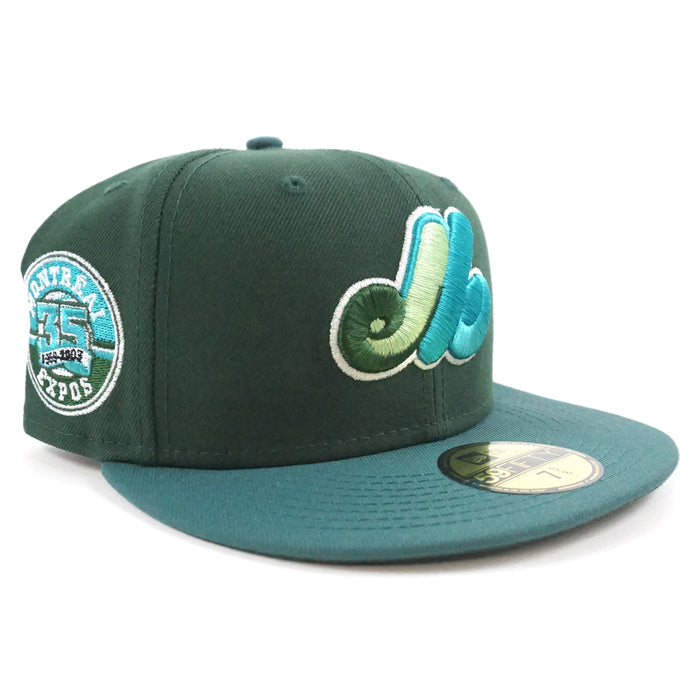 Montreal Expos 35th Anniversary New Era Fitted 59Fifty Hat (Pine Green Teal Needle Green Under Brim)