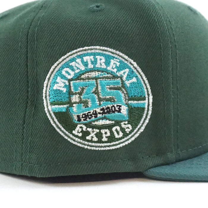 Montreal Expos 35th Anniversary New Era Fitted 59Fifty Hat (Pine Green Teal Needle Green Under Brim)