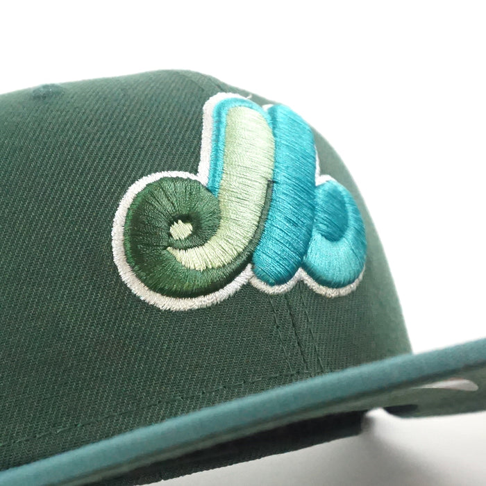 Montreal Expos 35th Anniversary New Era Fitted 59Fifty Hat (Pine Green Teal Needle Green Under Brim)