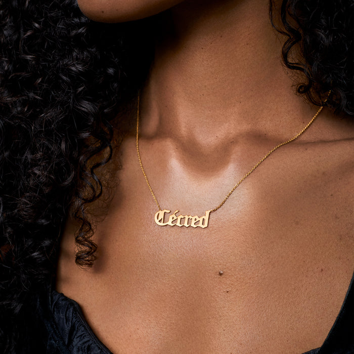 Cécred 14K Gold Nameplate Necklace