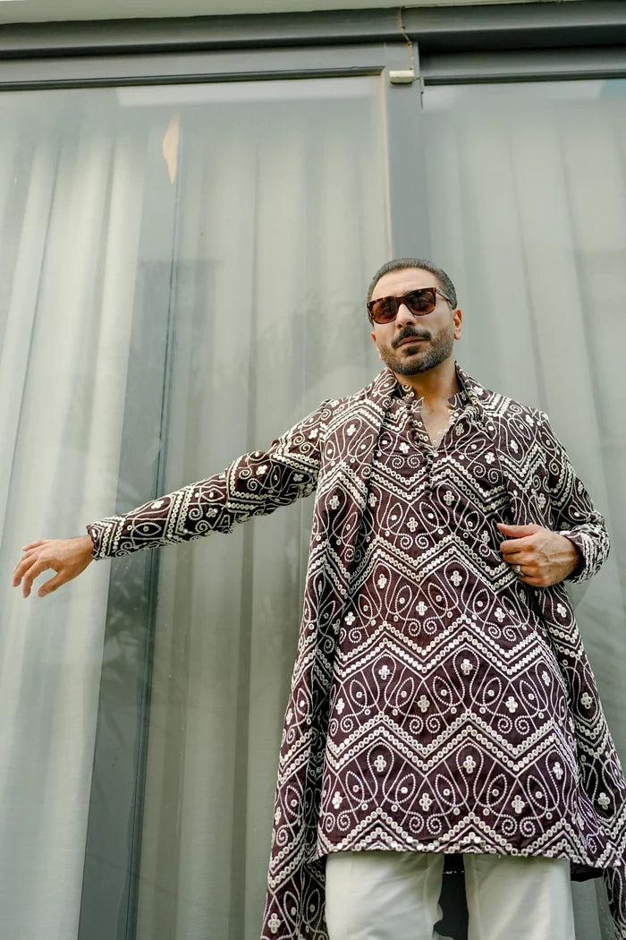 NAQOOSH – DARK BROWN KURTA PAJAMA