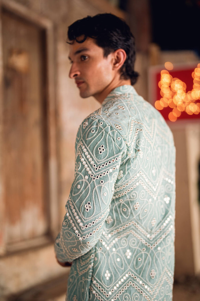 NAQOOSH – MINT GREEN KURTA PAJAMA