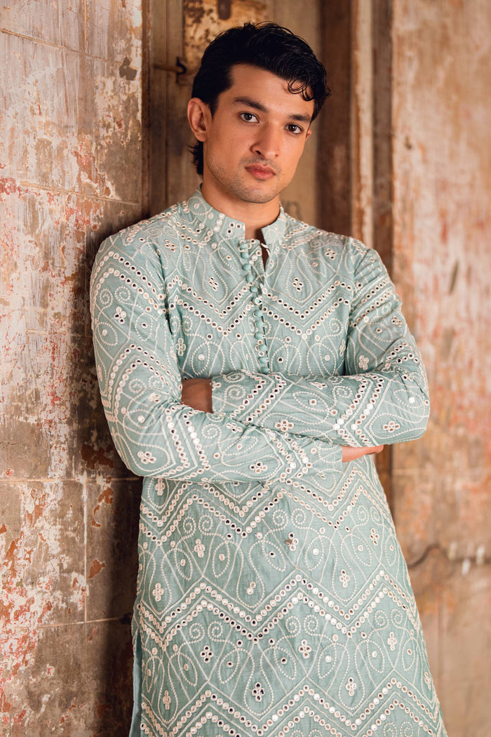 NAQOOSH – MINT GREEN KURTA PAJAMA