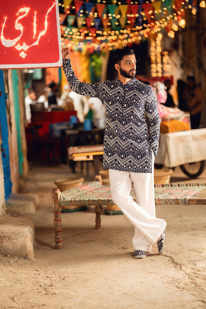 NAQOOSH – NAVY BLUE KURTA PAJAMA