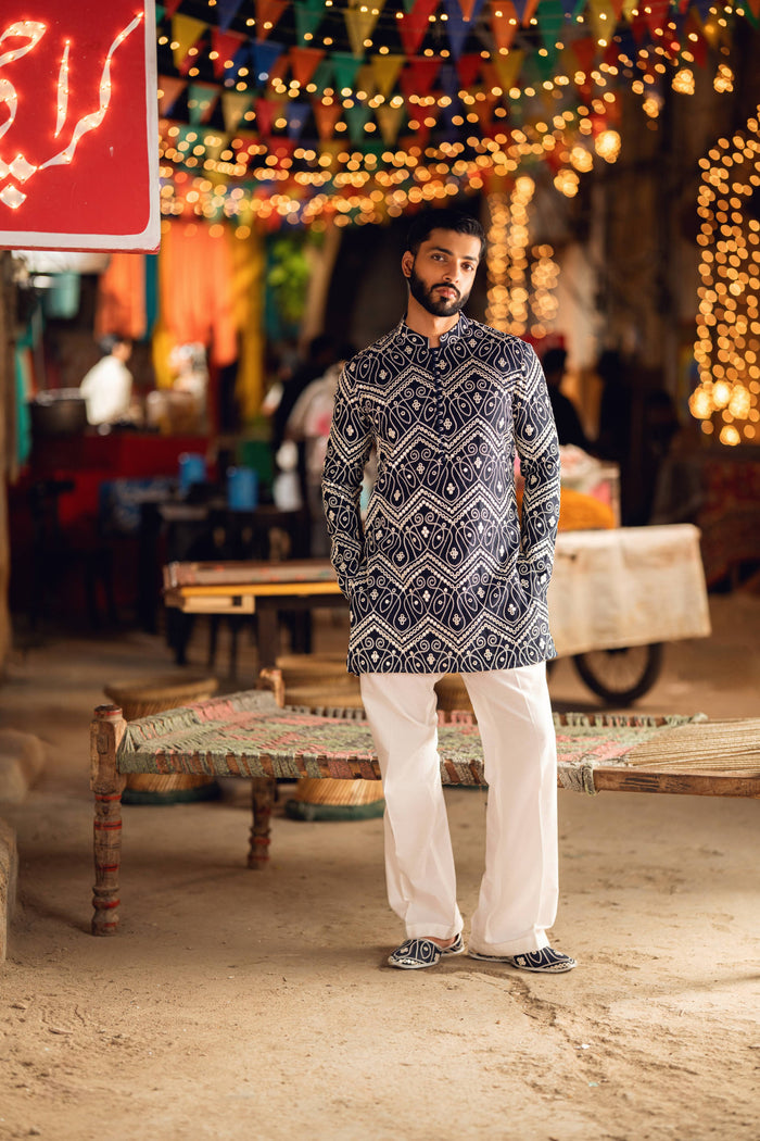 NAQOOSH – NAVY BLUE KURTA PAJAMA