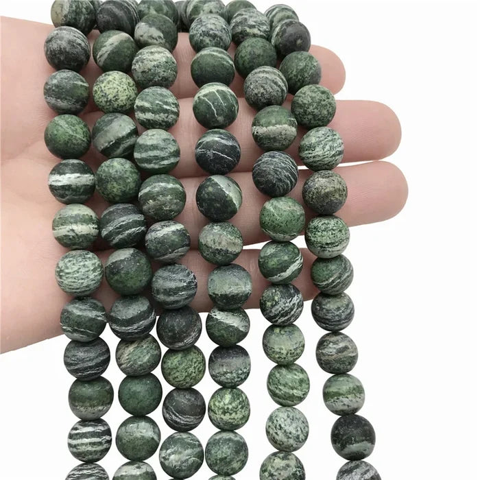 Natural Green Zebra Jasper Beads Bracelet