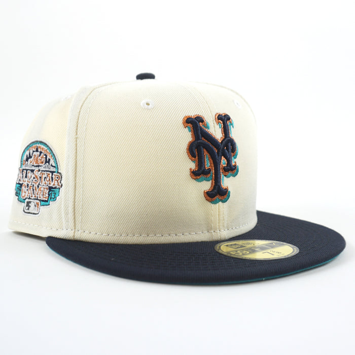 New York Mets 2013 All-Star Game New Era 59Fifty Fitted Hat (Chrome White Navy Aqua Under Brim)